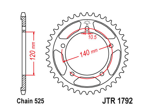 JT Rear Sprocket 1792.41 / SUNR1-4499