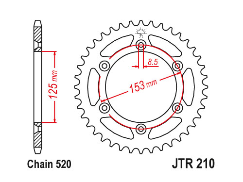 JT Rear Sprocket 210.45 / SUNR1-3559