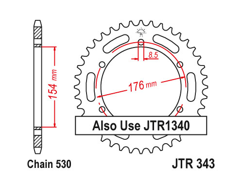 JT Rear Sprocket 343.43 / SUNR1-5695