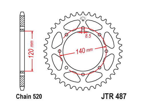 JT Rear Sprocket 487.43 / SUNR1-3532