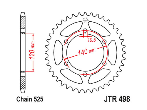 JT Rear Sprocket 498.40 / SUNR1-4523