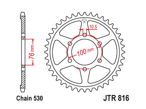 JT Rear Sprocket 816.43 / SUNR1-5226