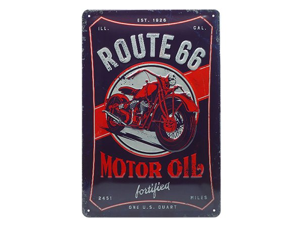 Метална табела ROUTE 66 MOTOR OIL 20 X 30 CM