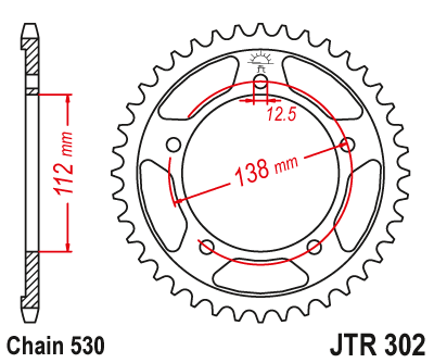JT Rear Sprocket 302.44 / SUNR1-5485